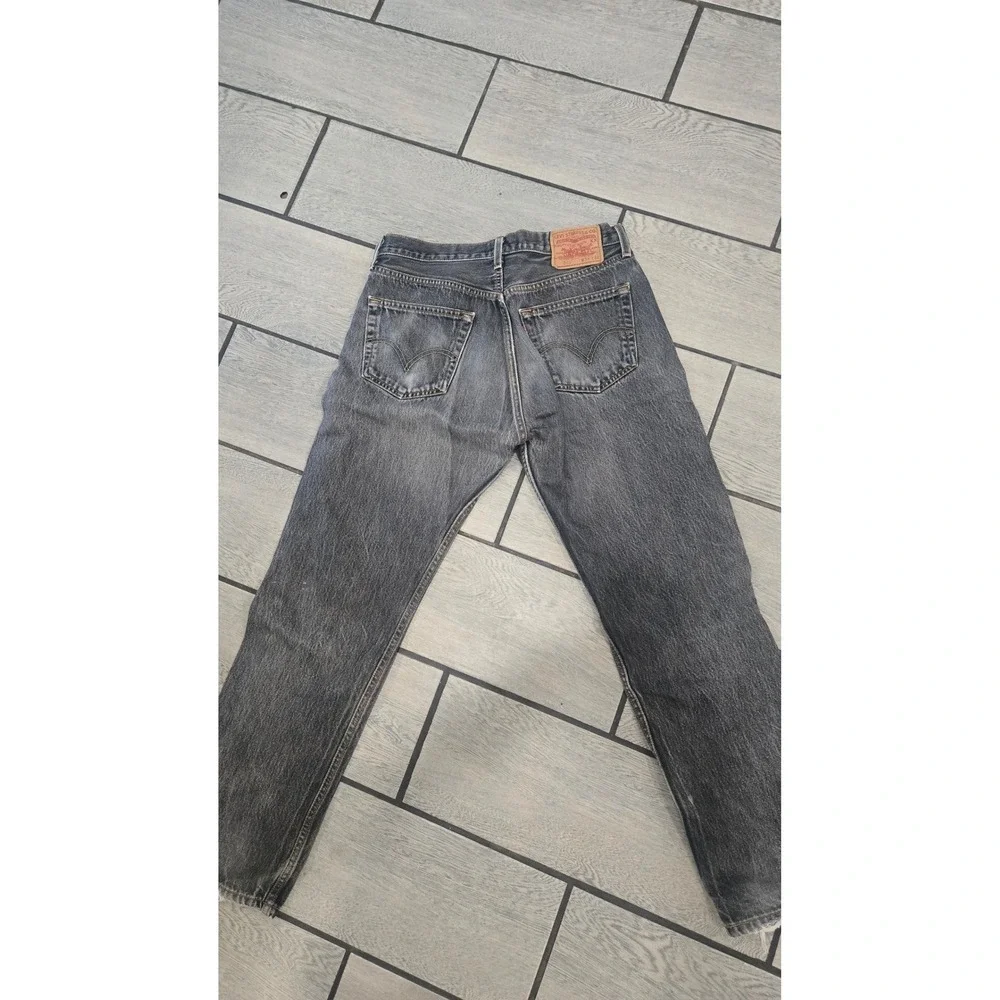 Levis 501 Original Straight Leg Jeans Mens 33x32 Faded Black Denim Button Fly